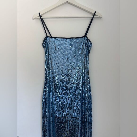 Reformation XS Elise Blue Sequin Knit Dress - Picture 5 of 11